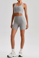 Women's Bare Feel Cross Back Bra &High Waist Shorts Yaga Set