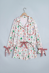 Women's Scallop Pattern Christmas Pajama 2pcs Set