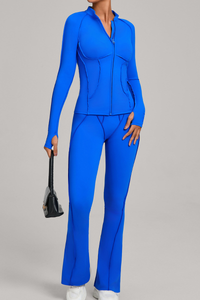 Ladies' zipper long-sleeve two-piece set