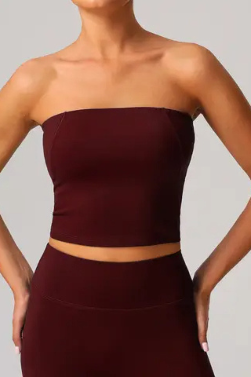Women Strapless With Chest Pad Outdoor  Yoga Tube Top