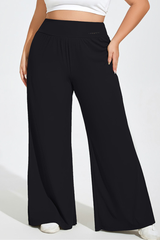 Plus Size Women's High Waisted Wide Leg Pants