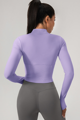 Women’s Stand-Collar Panelled Slim-Fit Athletic Jacket