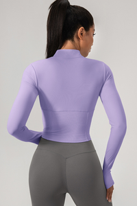 Women’s Stand-Collar Panelled Slim-Fit Athletic Jacket