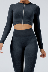 Women Fitness Athletic Full Zipper Cropped Jacket