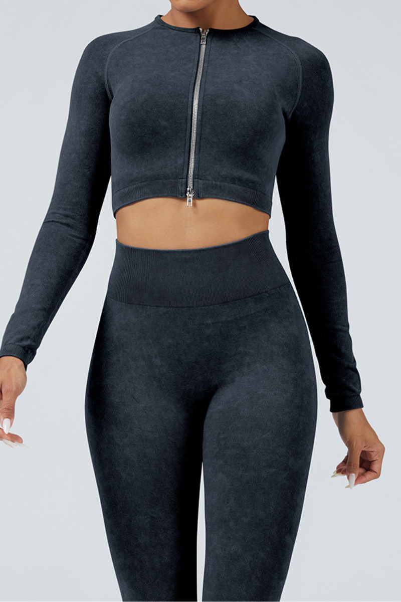 Women Fitness Athletic Full Zipper Cropped Jacket