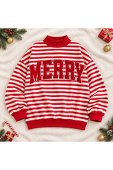 Plus Size Women's MERRY Letter Appliqué Mock Neck Sweatshirt