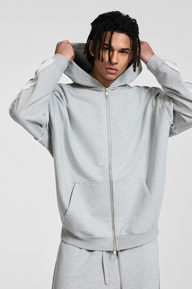 Faux two-piece with zipper hoodie