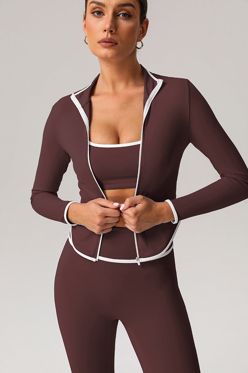 Women White Piping Sports Jacket