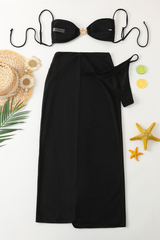 Women's Tie Side Slit Maxi Skirt Sexy Bikini 3 Piece Set