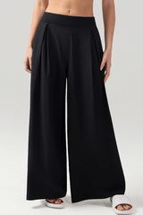 Women's Pleated Drapey Relaxed Fit  Solid Wide-Leg Pants