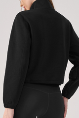 Women's Fall Half Zip Stand Collar Cropped Sweatshirt