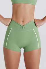 Women's Twist Waist Color Block Quick Dry Yoga Shorts