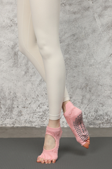 Women's Rose Jacquard Pilates Yoga Grip Five-Toe Socks