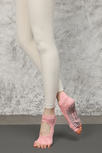 Women's Rose Jacquard Pilates Yoga Grip Five-Toe Socks