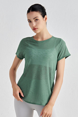 Women's Cut Out Lightweight Breathable Sports Yoga T-shirt