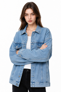 Women's Fall Oversized Drop Shoulder Denim Jacket