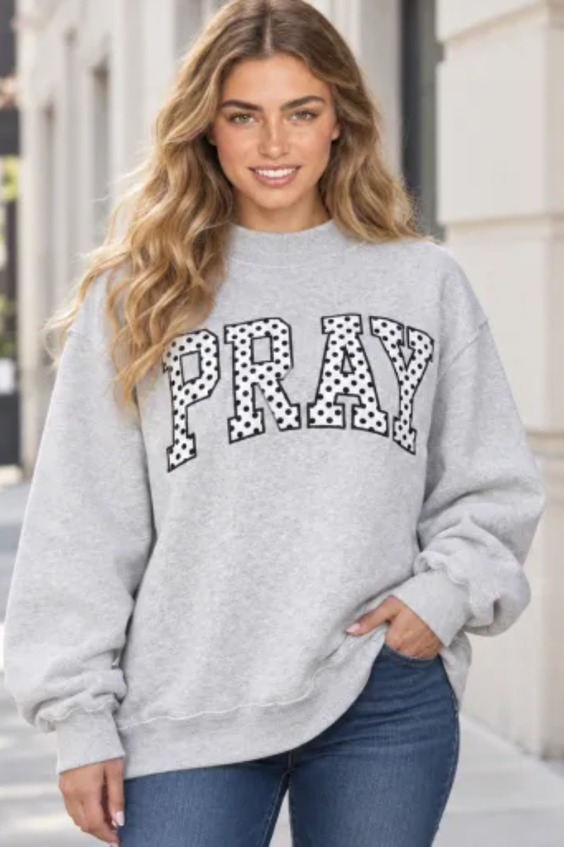 Women's Fall Letter Appliqué Embroidery Mockneck Sweatshirt