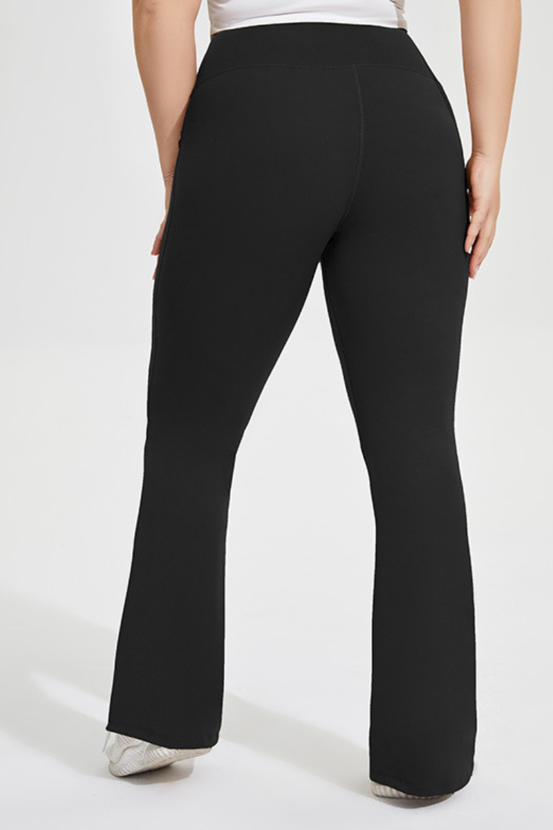 Plus Size Women's Fleece Lined Butt Lifting Yoga Flare Pants