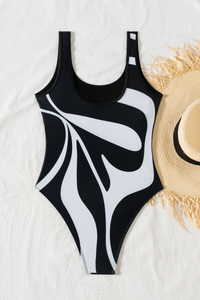 Women's Color Block U-neck Fitted Swimsuit