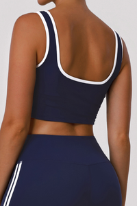 Women's Athletic Color Block Striped U-neck Bra