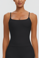 Women Square Neck Adjustable Thin Strap Workout Tank Top
