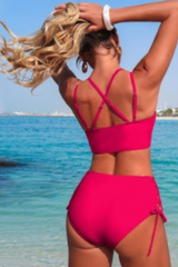 Women's V-neck Twist-Front Cross Back Side Cot Out Bikini