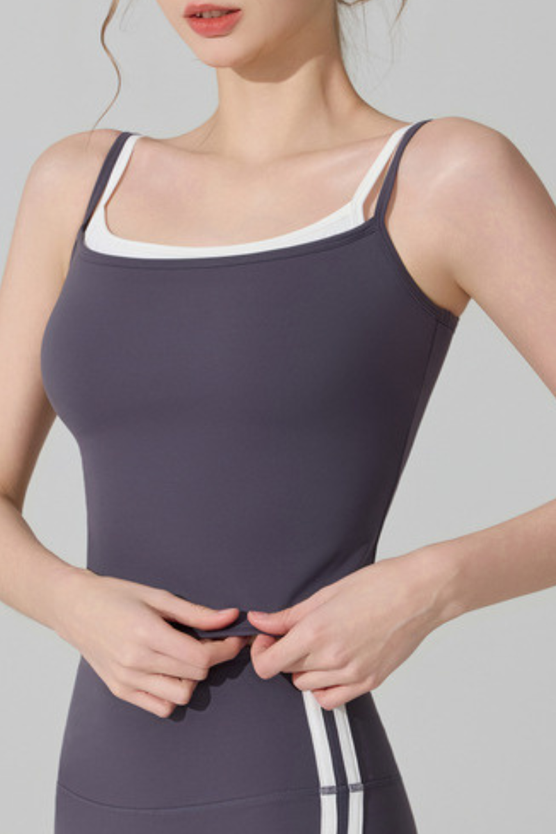 Women's Color‑Contrast Faux Two‑Piece Sports Cami Top