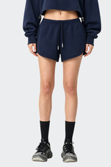 Women's Drawstring Curved Split Side Pocket Sports Shorts