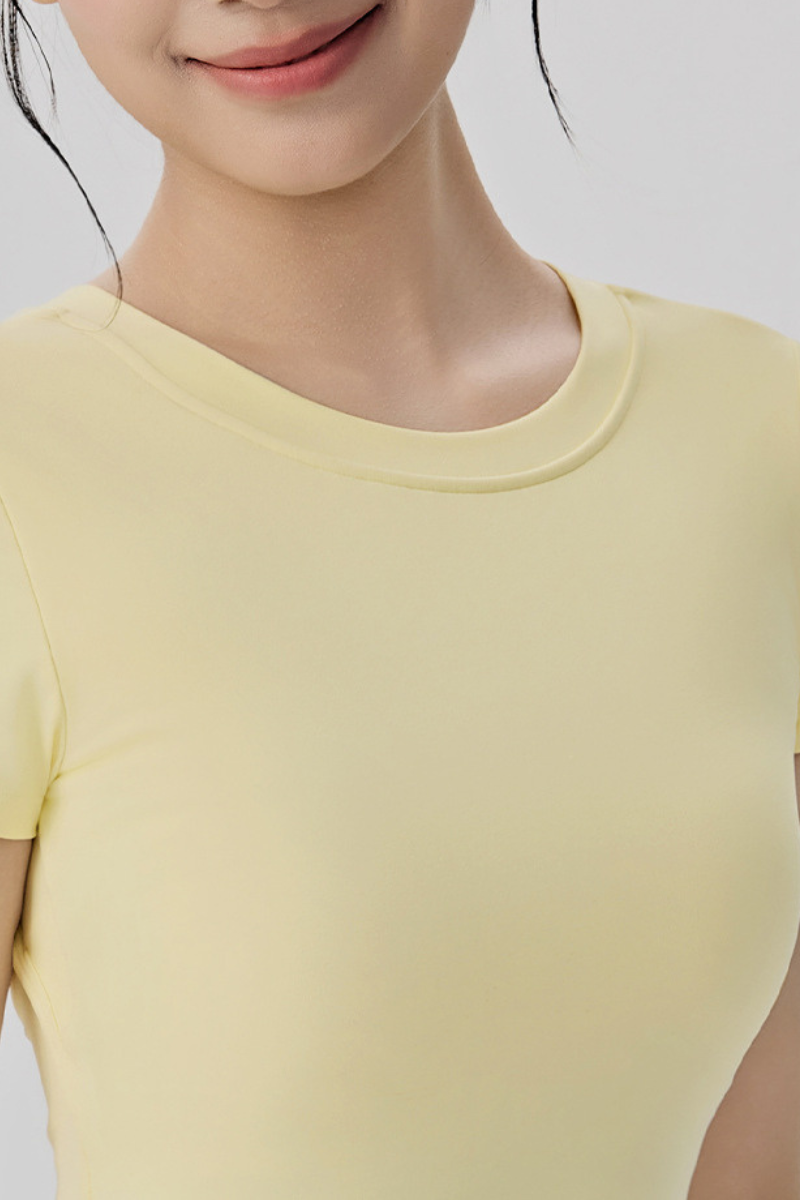 Women's Summer Tie Back Solid Slim Fit Sports T-shirt