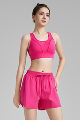Women's Mesh Panel High Impact Bra & Shorts 2-Piece Set