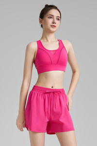 Women's Mesh Panel High Impact Bra & Shorts 2-Piece Set