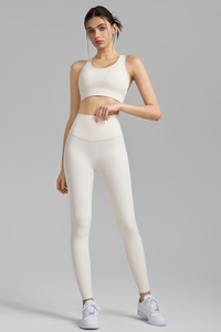 Women's Sets:Mesh Panel Back Bra And High Waist Leggings