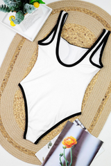 Women's Sexy Contrast Square Neck Slim One Piece - Black