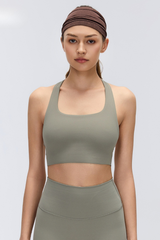 Women's Halter Stretch Removable Pads Solid  Sports Bra