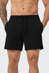 Men's Solid Quick-Dry Breathable Drawstring Sports Shorts