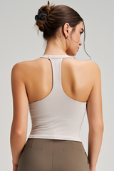 Women's Athletic V-neck Cropped Solid Tank Top