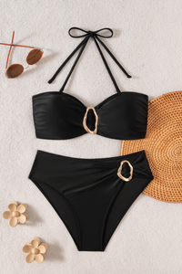 Women's Solid Halterneck Sexy Two Piece Bikini Set