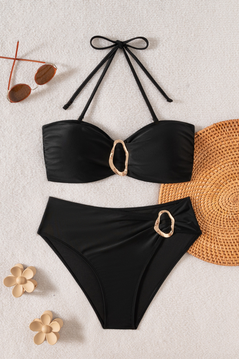 Women's Solid Halterneck Sexy Two Piece Bikini Set