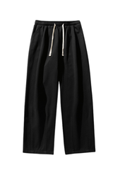 Men's Fall 100% Cotton Washed Drawstring Fleece-Lined Pants