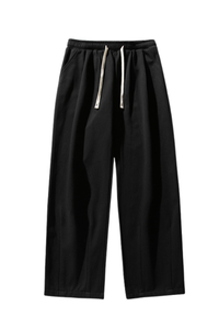 Men's Fall 100% Cotton Washed Drawstring Fleece-Lined Pants