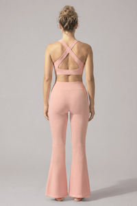 Women's Deep V Cross‑Back Bra And Flare Pant Pilates Set