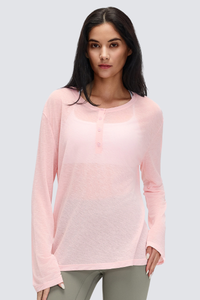 Women's 95g Ultra Light Button Placket Oversized Yoga Top