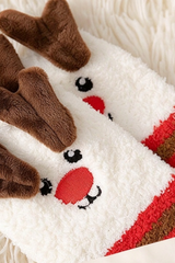Women Christmas Coral Fleece Socks With Antler Santa Snowman