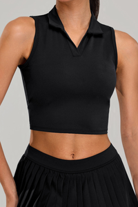 Women's Athletic V-neck Reverse-collared Fitness Tank Top