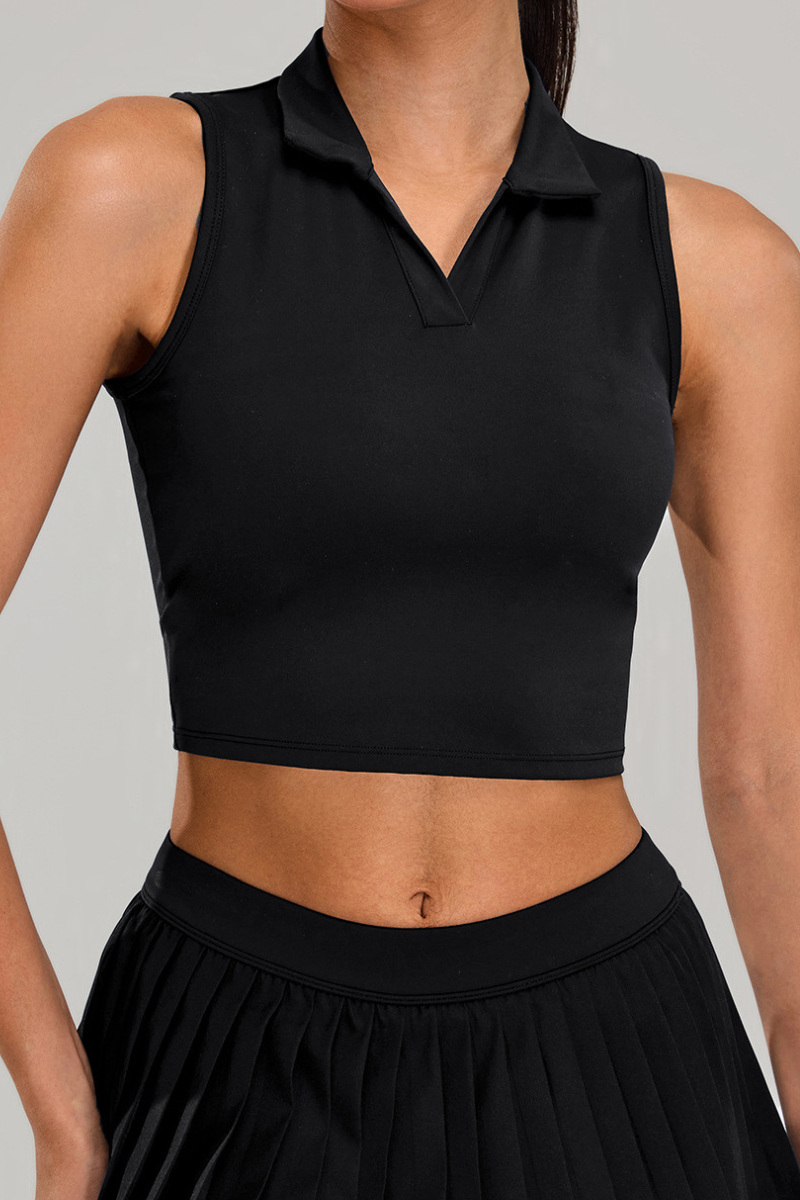 Women's Athletic V-neck Reverse-collared Fitness Tank Top