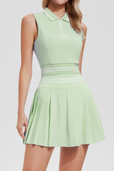 Women's Tennis Sets:Sleeveless Polo Tank And Pleated Skirt