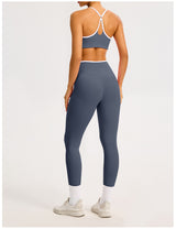 Women's Color-Block Crossover-Waist Sports Bra & Leggings Set