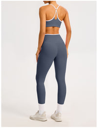 Women's Color-Block Crossover-Waist Sports Bra & Leggings Set