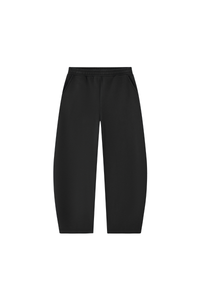 Unisex Fall Fleece Lined Elastic Waistband Curved Sweatpants
