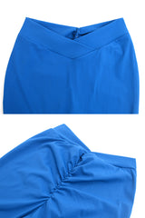 Women V Cross Waist Pleated Flare Yoga Pants